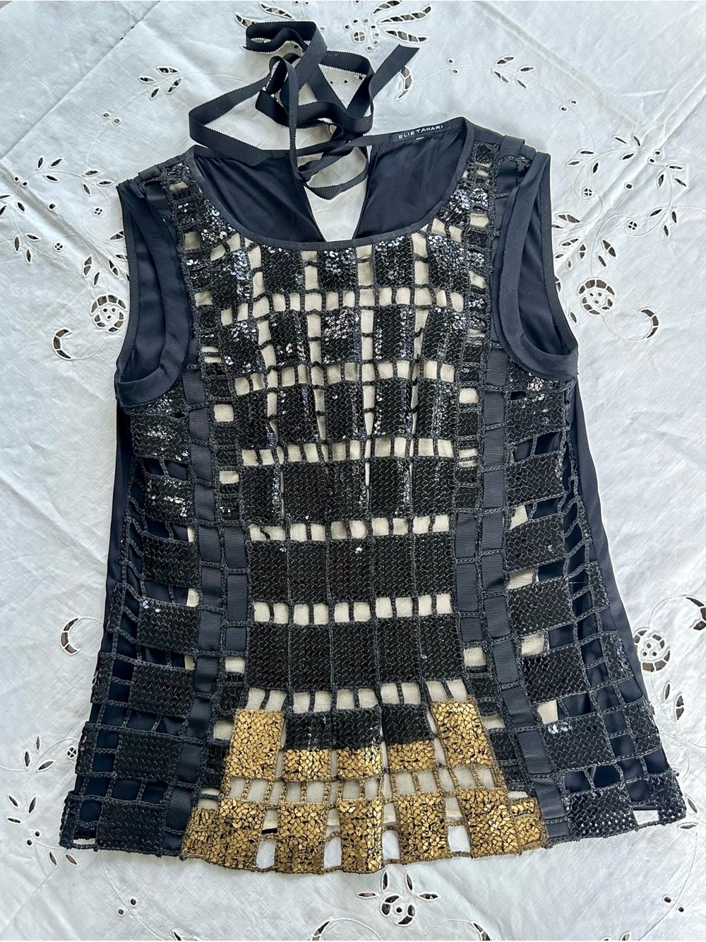 Elie Tahari Black Silk Lined Top